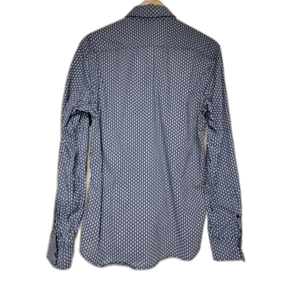 Michael Kors Slim Fit Geometric Navy Blue Long Sleeve Shirt - Medium - Picture 2 of 6
